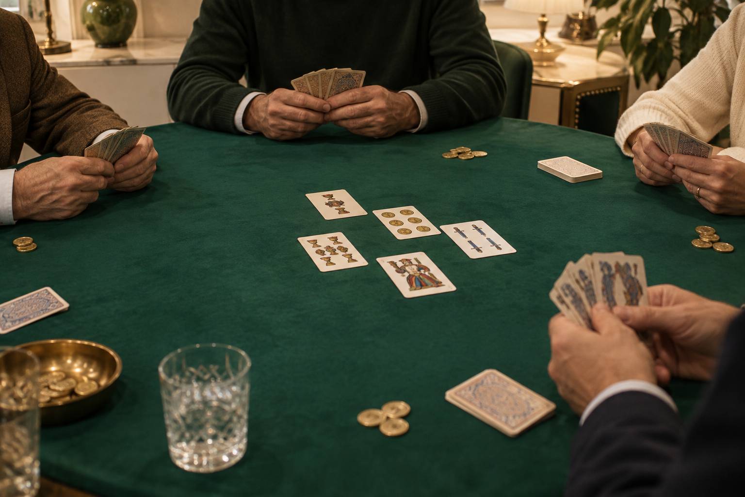 Illustration éditoriale du sujet : Gioco muto nel tressette: quando conviene non dichiarare