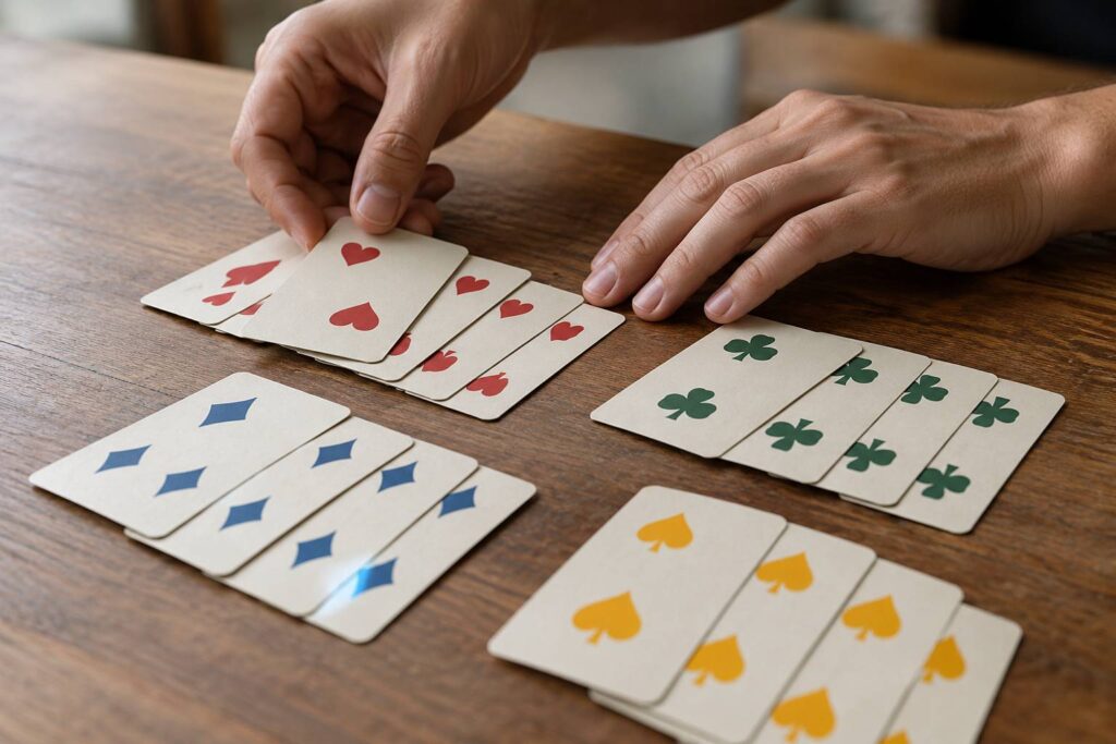 Illustration de détail sur le sujet : Ordine delle carte in mano a tressette: come sistemarle per seme